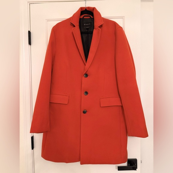 INC-Red Hot Sauce Button Down Overcoat Large - Picture 5 of 10